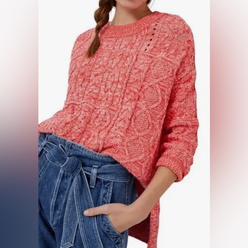 Anthropologie Coral Cable Knit Sweater